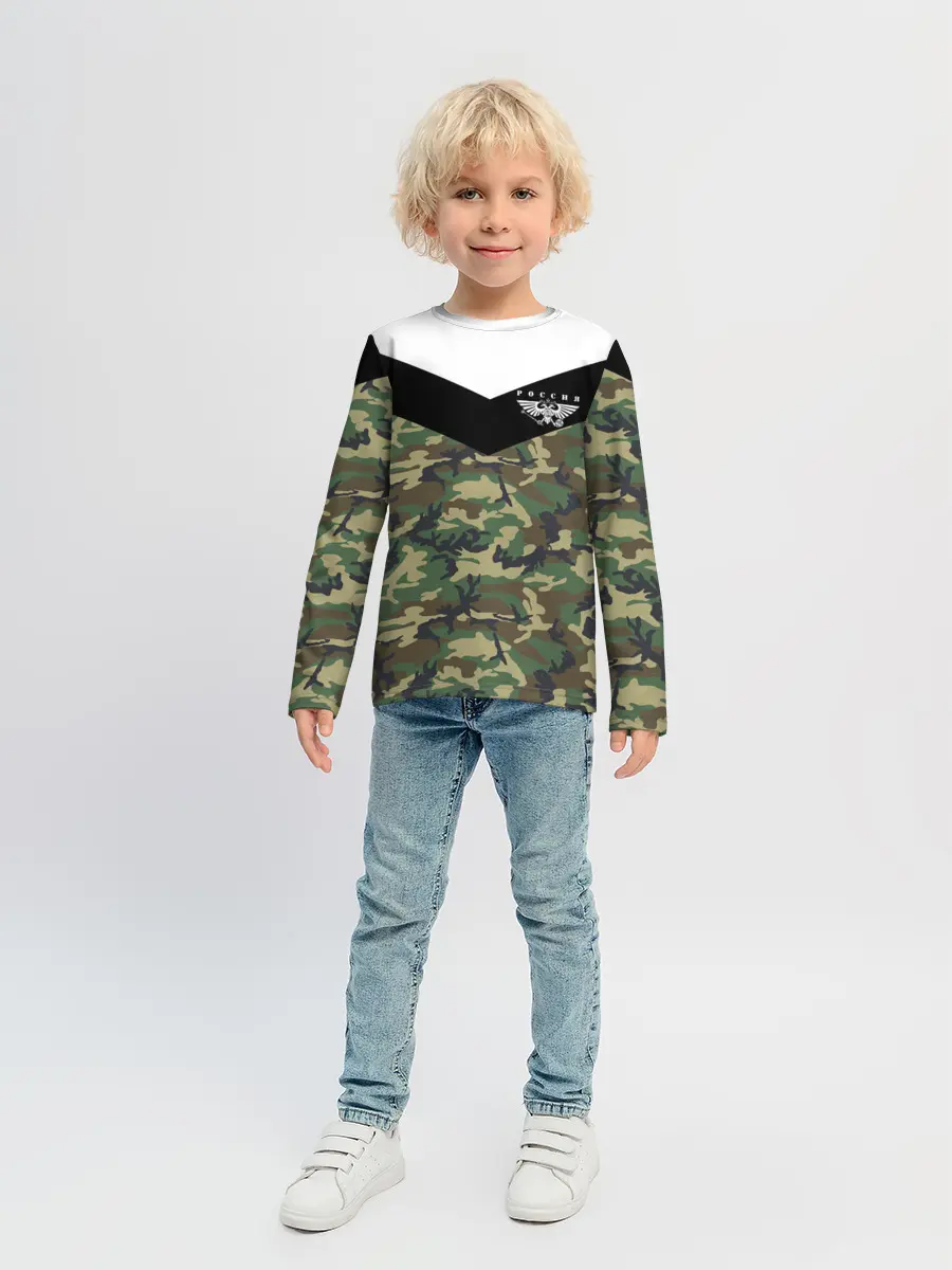 Детский лонгслив / Россия камуфляж