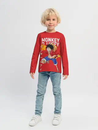 Детский лонгслив / Monkey D. Luffy на красном