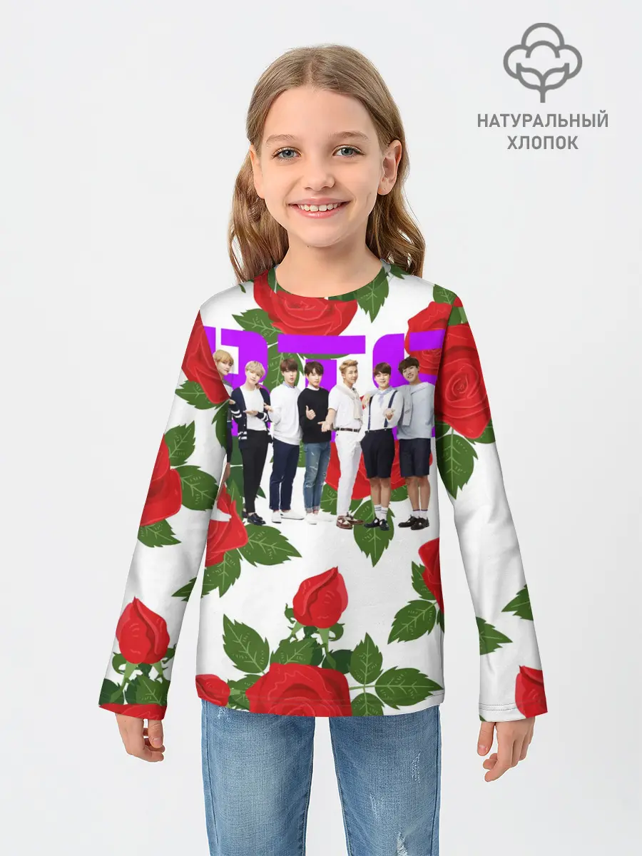 Детский лонгслив / BTS Roses | White