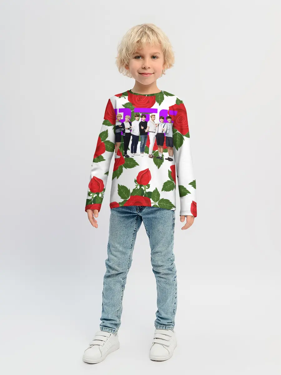 Детский лонгслив / BTS Roses | White