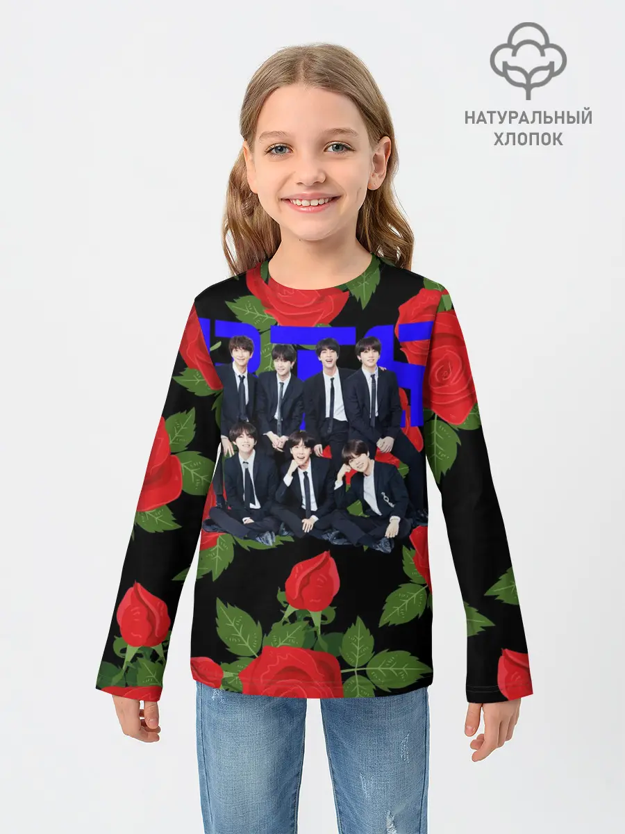 Детский лонгслив / BTS Roses | Black