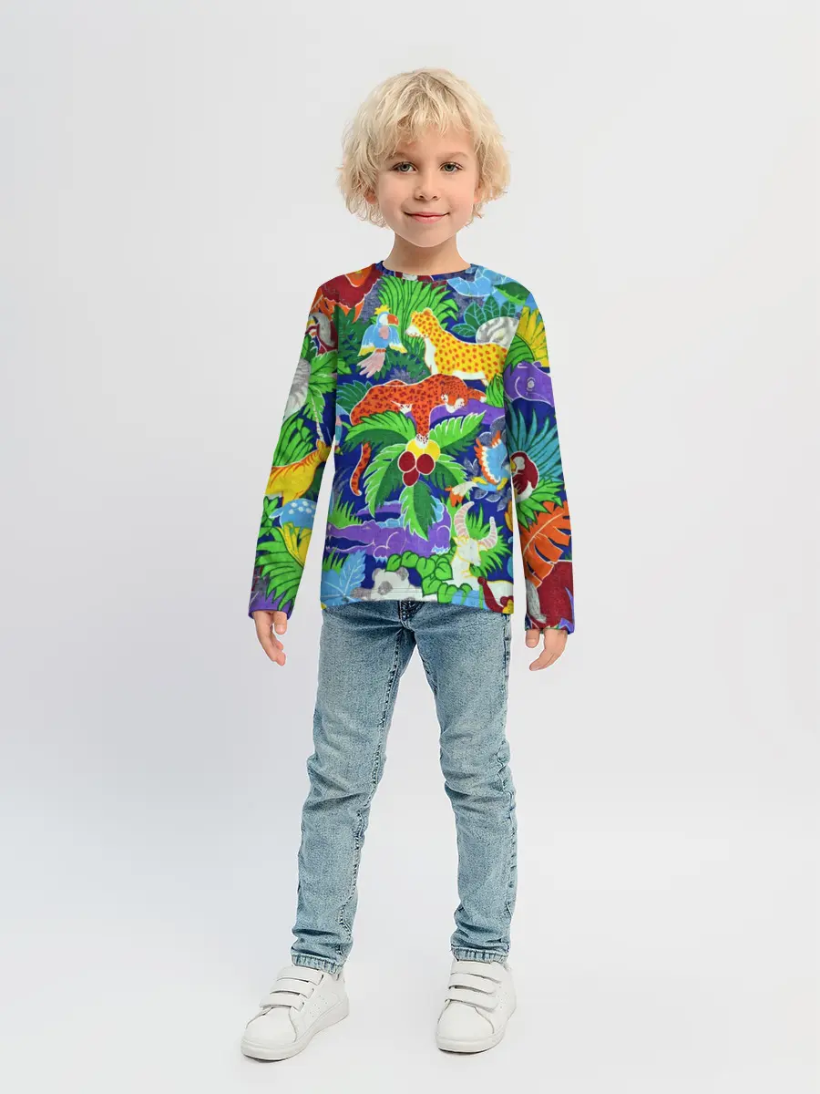 Детский лонгслив / Текстура Холст | Сафари