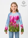 Детский лонгслив / Розовые тюльпаны
