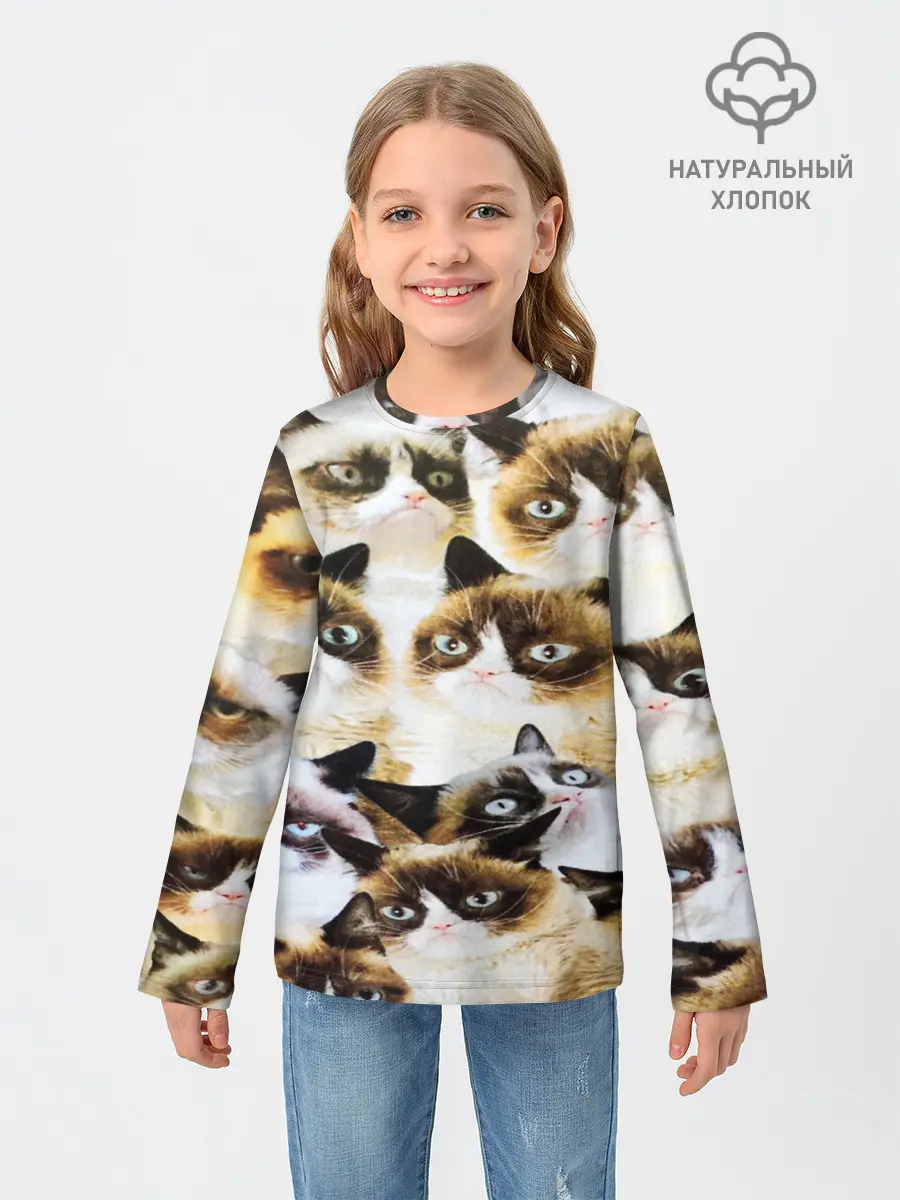 Детский лонгслив / КОТ МЕМ
