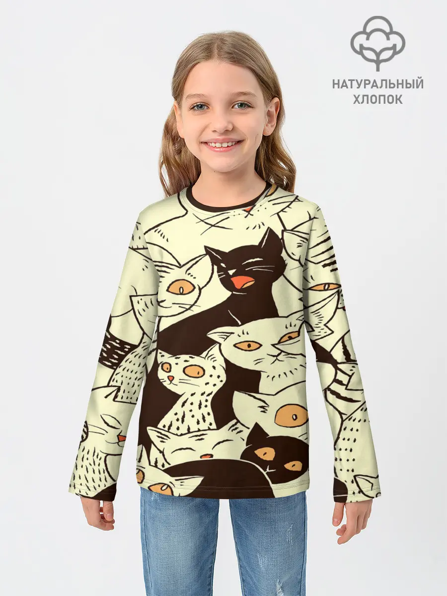 Детский лонгслив / КОТЯТА ПАТТЕРН