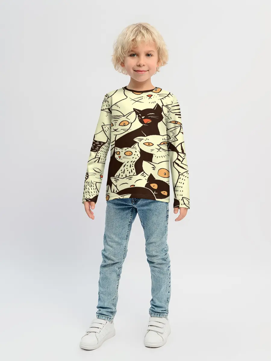 Детский лонгслив / КОТЯТА ПАТТЕРН