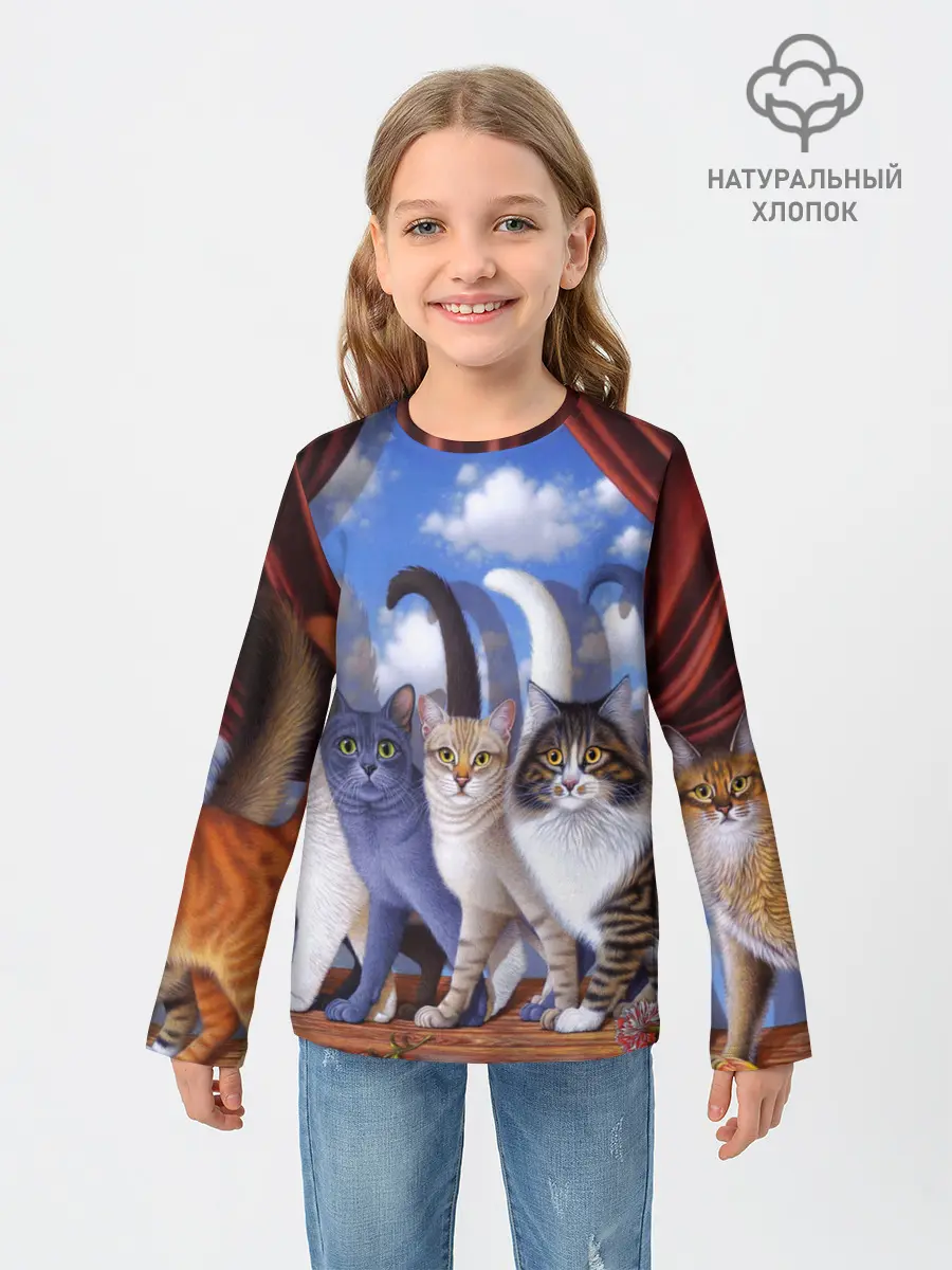 Детский лонгслив / Коты