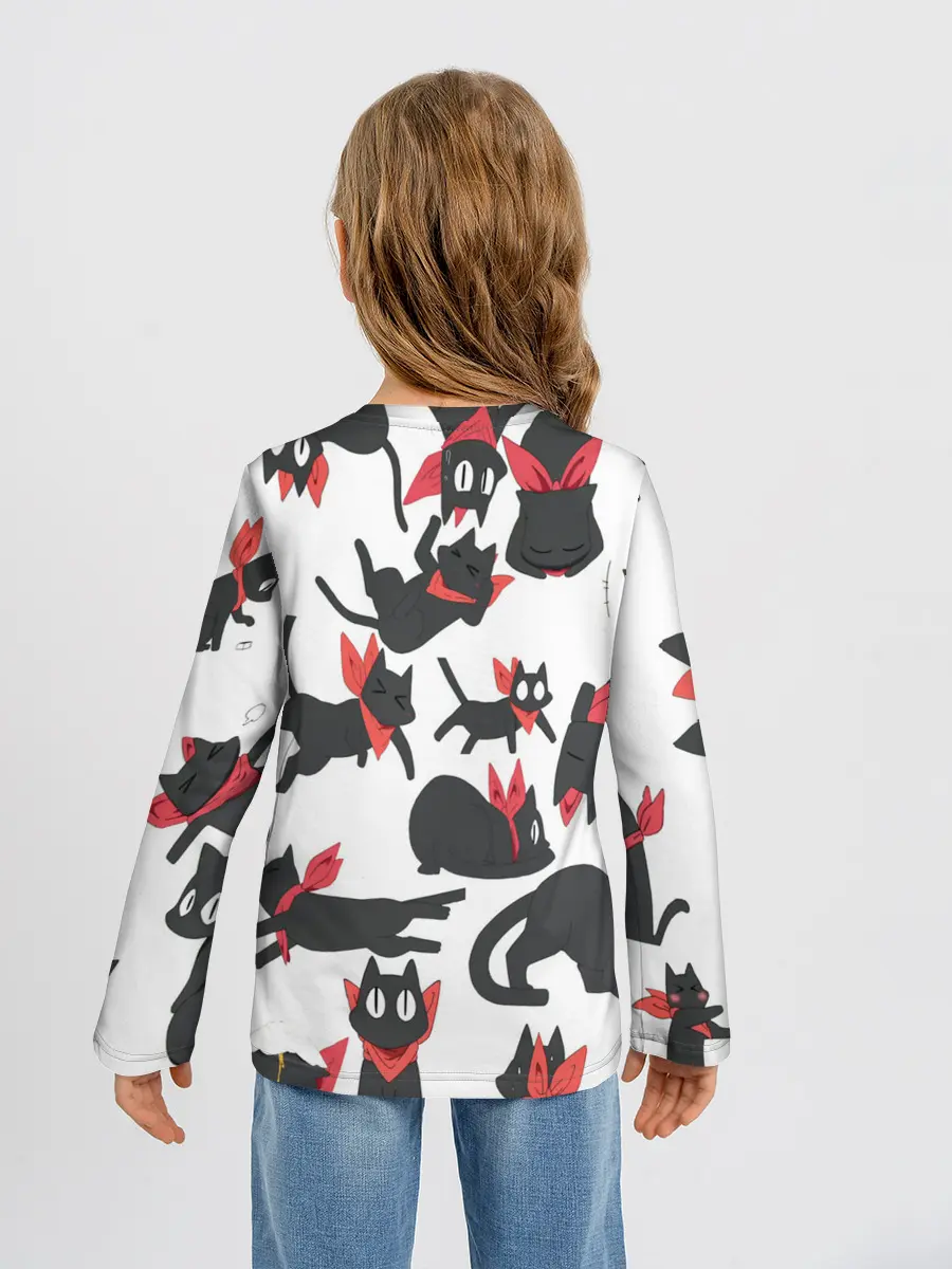 Детский лонгслив / Черный котик