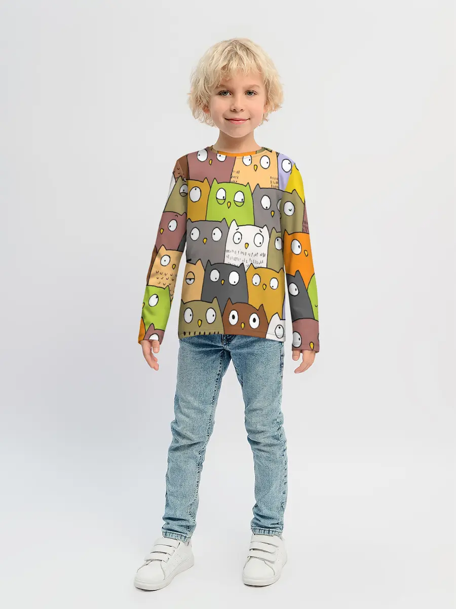 Детский лонгслив / СОВЫ КОТИКИ