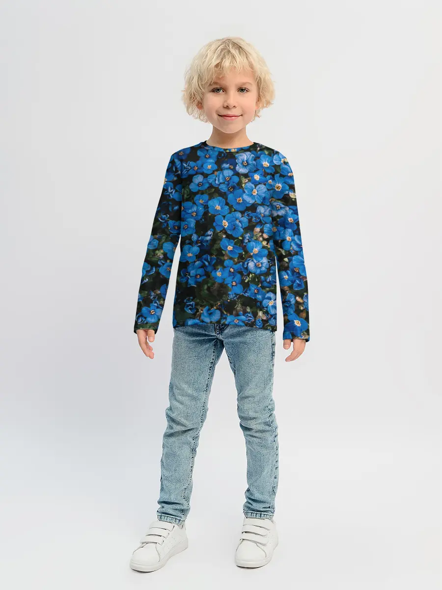 Детский лонгслив / Поле синих цветов фиалки лето