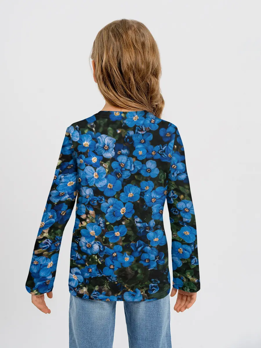 Детский лонгслив / Поле синих цветов фиалки лето