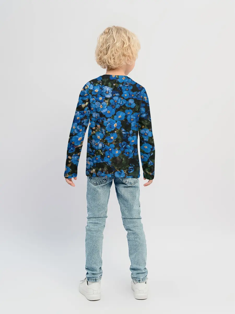Детский лонгслив / Поле синих цветов фиалки лето
