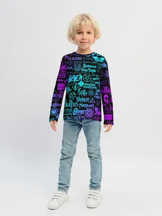 Детский лонгслив / ЛОГОТИПЫ РОК ГРУПП НЕОН