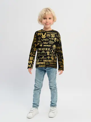 Детский лонгслив / ЛОГОТИПЫ ИГР ЗОЛОТО | GOLDEN