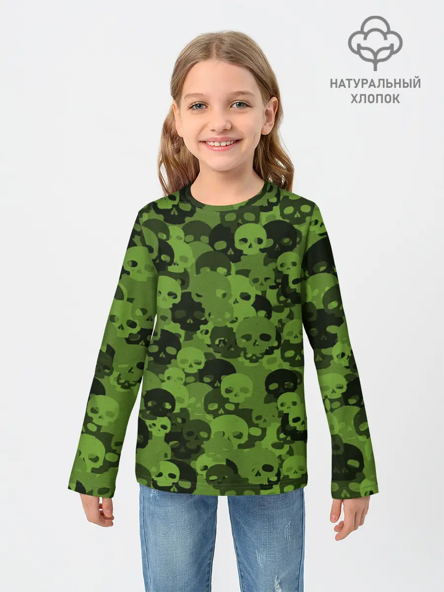 Детский лонгслив / Камуфляж Черепа | Текстура