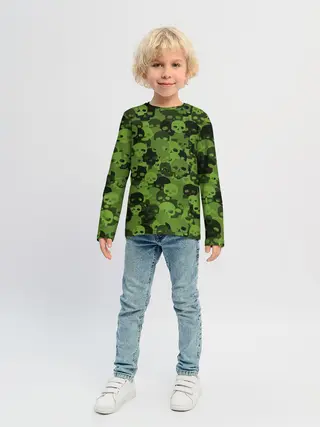 Детский лонгслив / Камуфляж Черепа | Текстура