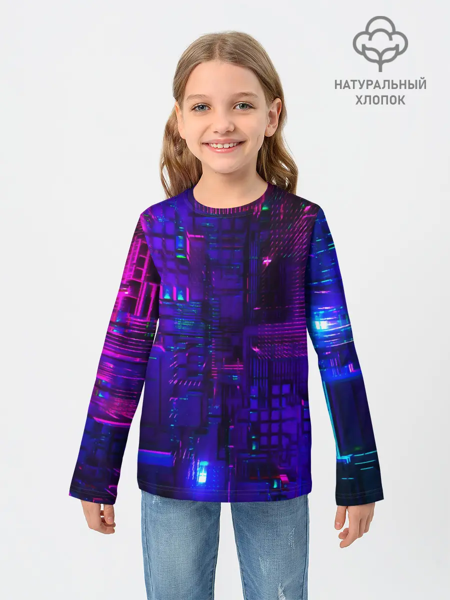 Детский лонгслив / NEON CUBES