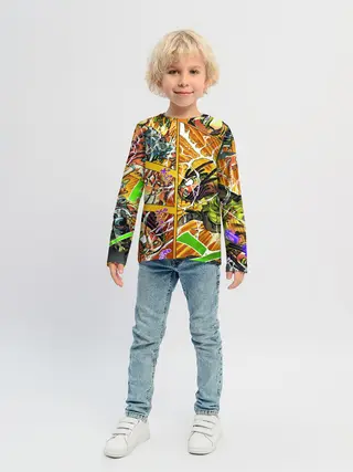 Детский лонгслив / Оранжевый комикс JoJo