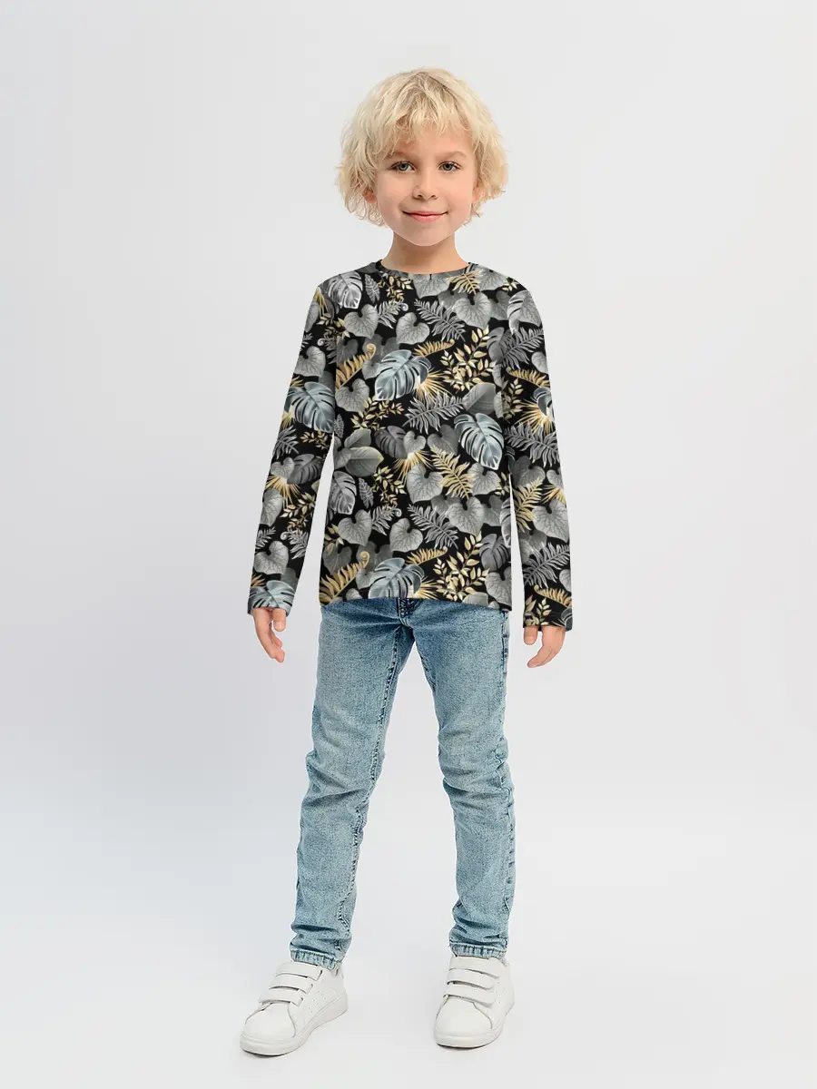 Детский лонгслив / Серебряные листочки