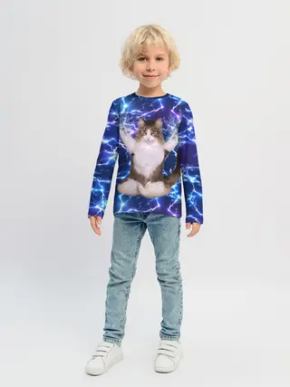 Детский лонгслив / Грозовой Котик