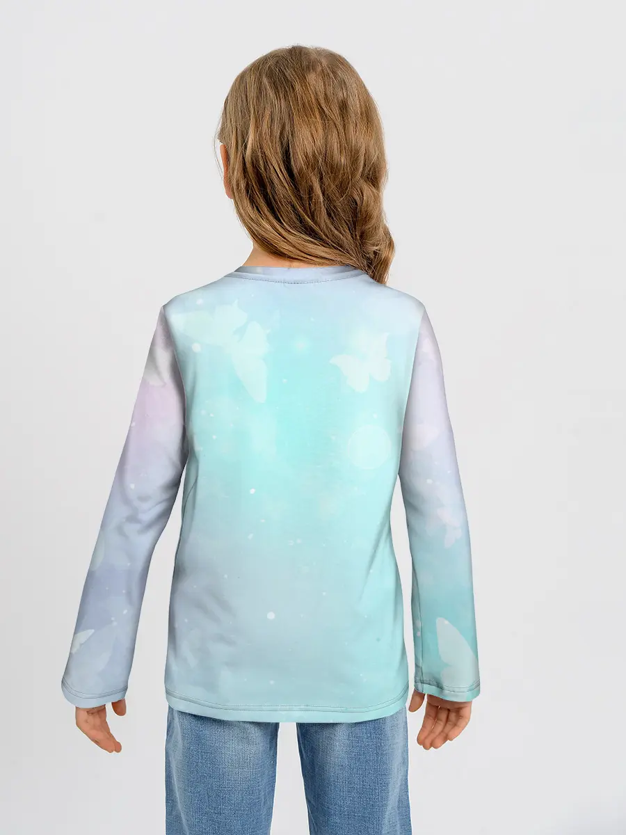 Детский лонгслив / Хвост Феи радужный фон