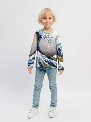 Детский лонгслив / The great wave off kanagawa