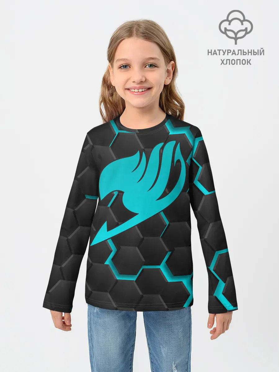 Детский лонгслив / Хвост Феи голубые соты