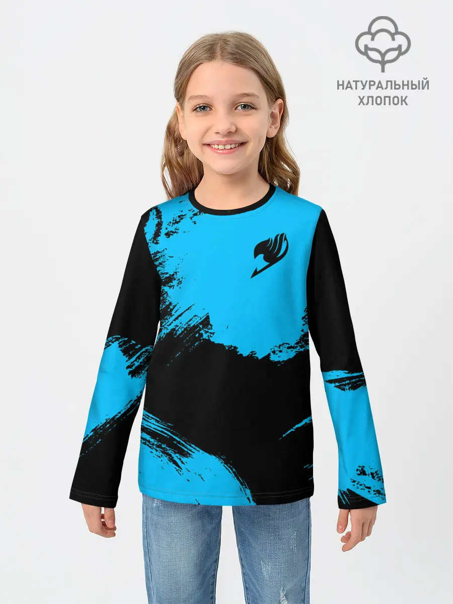 Детский лонгслив / Хвост Феи синие мазки