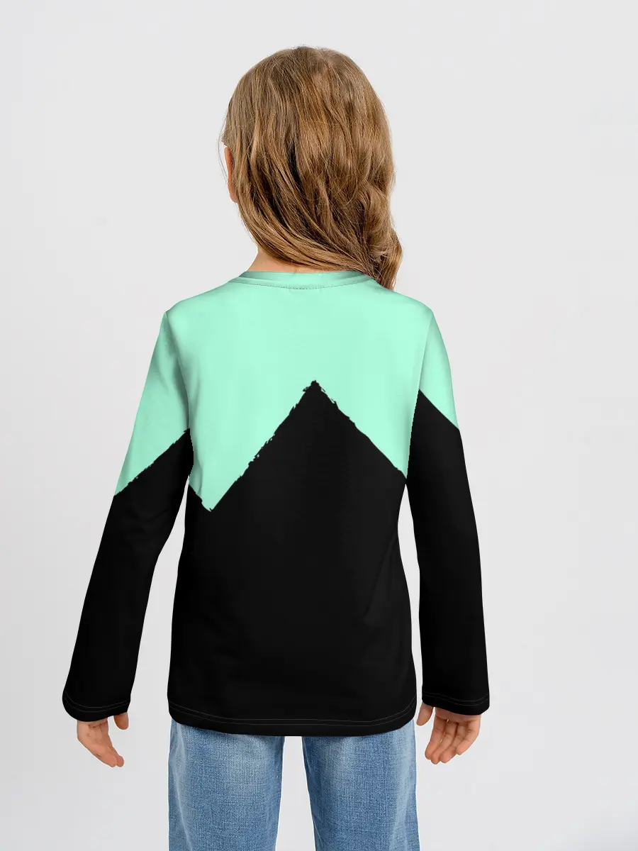 Детский лонгслив / неровные зубья черный мятный