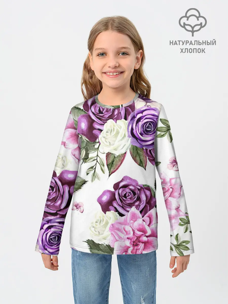 Детский лонгслив / Красивые розы