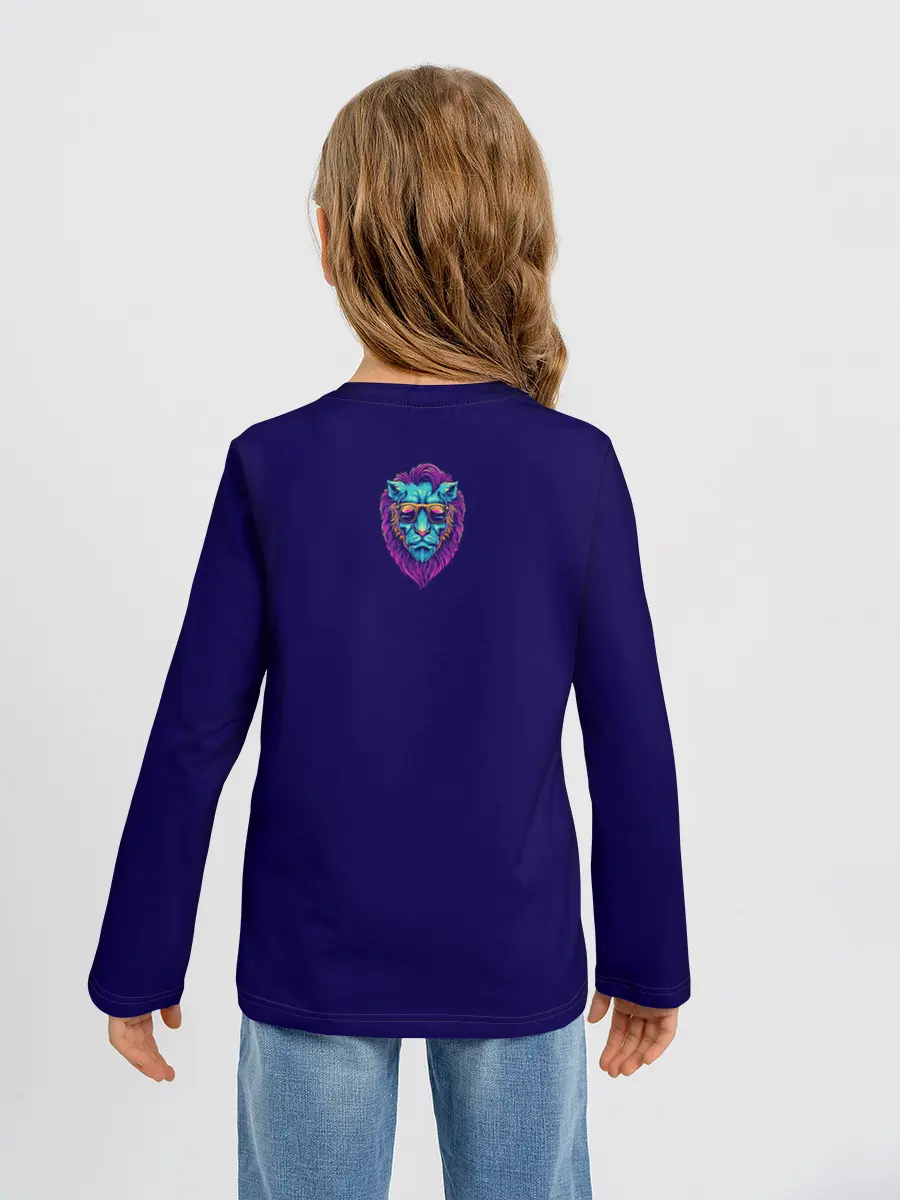 Детский лонгслив / Неоновый лев в очках