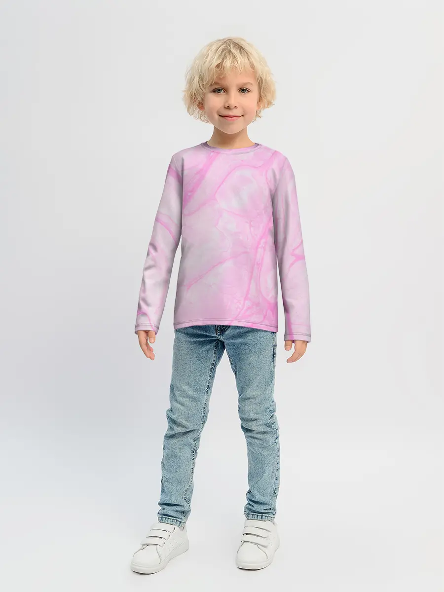 Детский лонгслив / розовые разводы краска зефир