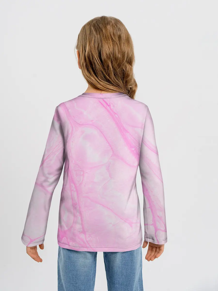 Детский лонгслив / розовые разводы краска зефир