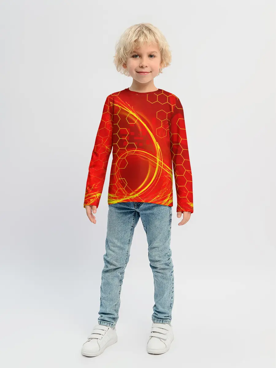 Детский лонгслив / Неоновый Огонь