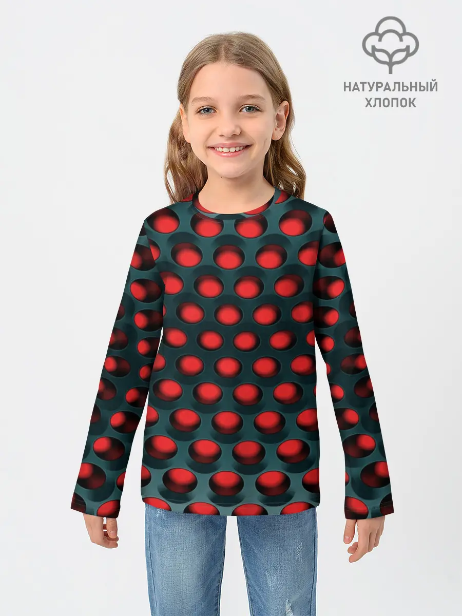 Детский лонгслив / Раскалённый красный 3Д
