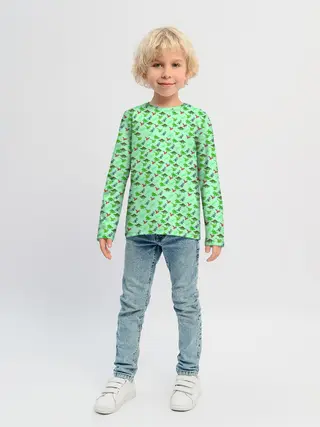Детский лонгслив / dinosaurs green