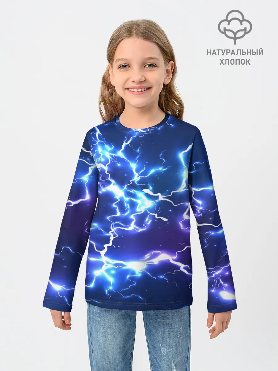 Детский лонгслив / СВЕТЯЩИЕСЯ МОЛНИИ | NEON FLASH