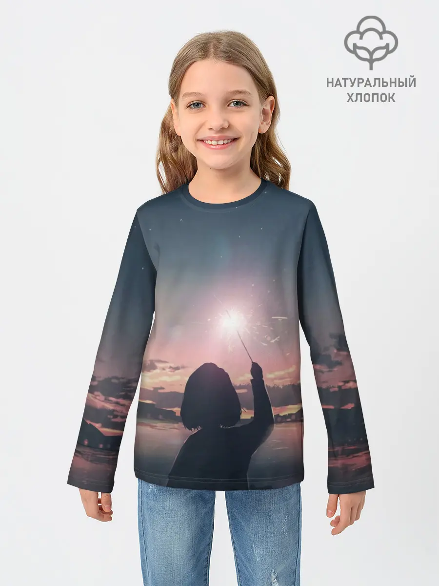 Детский лонгслив / девушка свечение волшебство