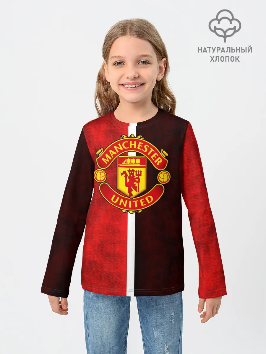 Детский лонгслив / Манчестер Юнайтед 3D