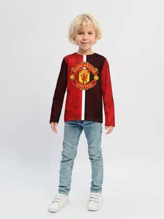 Детский лонгслив / Манчестер Юнайтед 3D