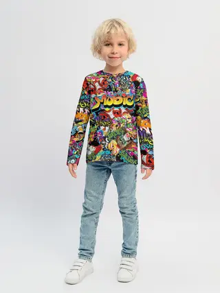 Детский лонгслив / Граффити. Крейзи мьюзик