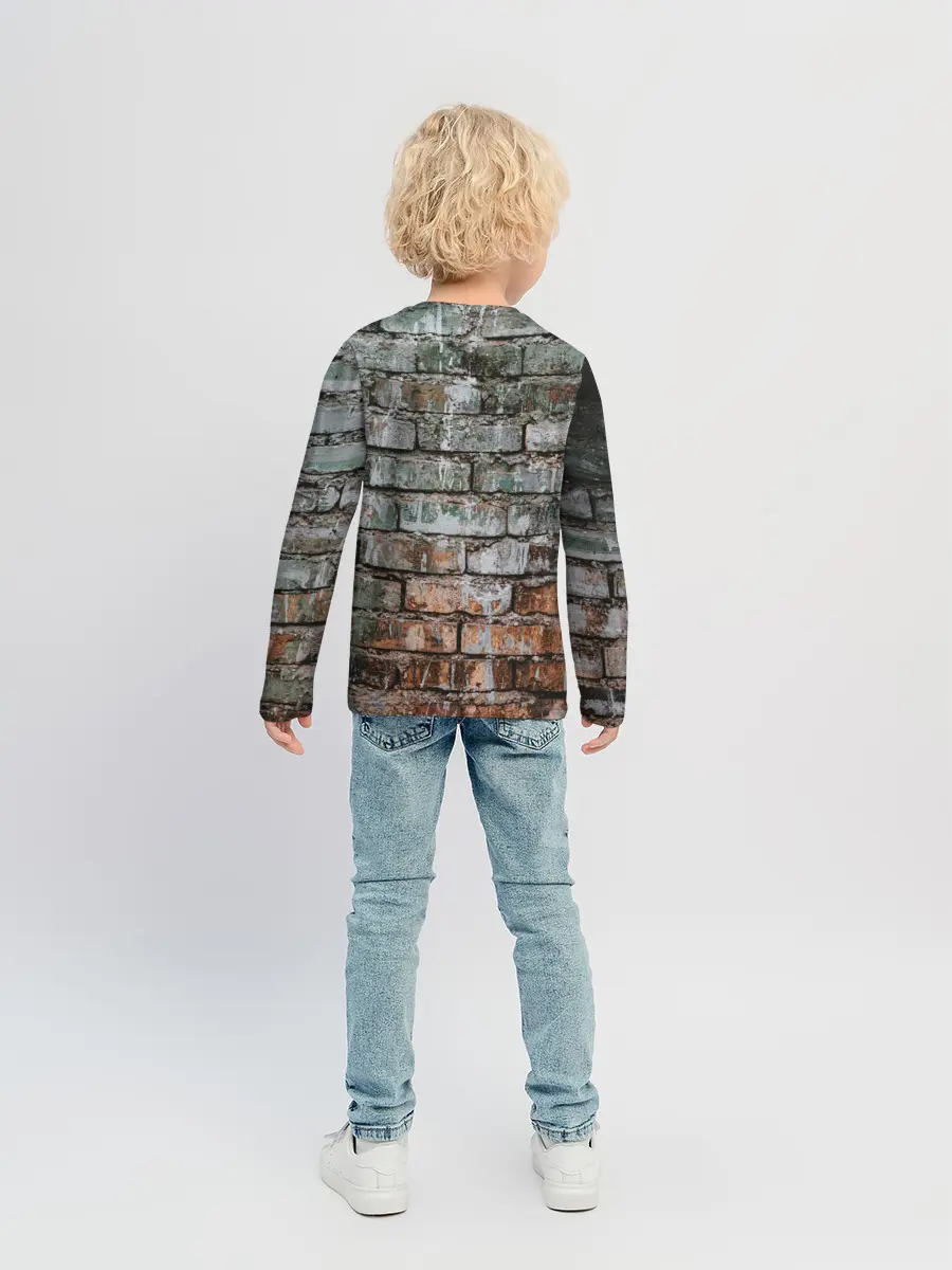 Детский лонгслив / кирпичная стена потеки краска