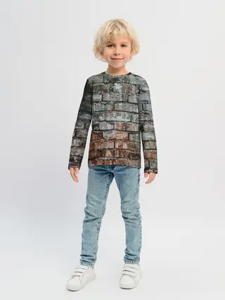 Детский лонгслив / кирпичная стена потеки краска