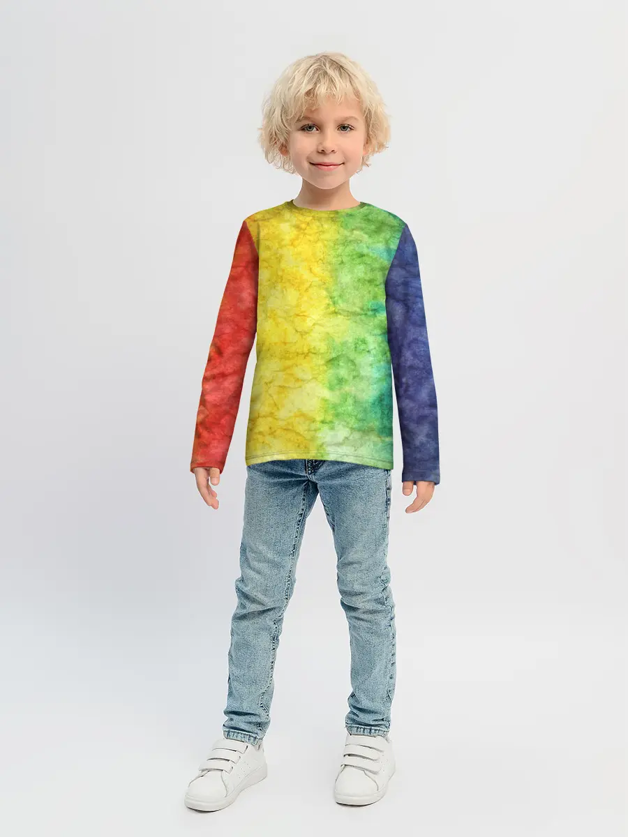 Детский лонгслив / разноцветный акварель градиент