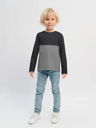 Детский лонгслив / текстура черная кожа рельеф