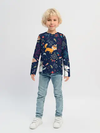 Детский лонгслив / Звери природа индейцы этно