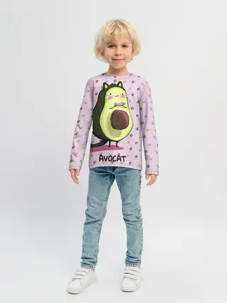 Детский лонгслив / Авокадо Кот