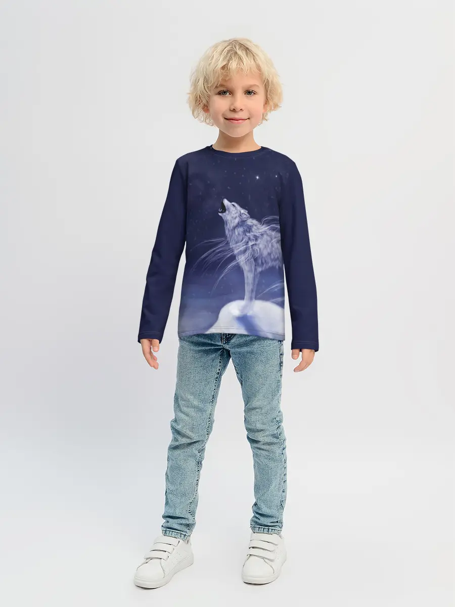 Детский лонгслив / WOLF WHITE