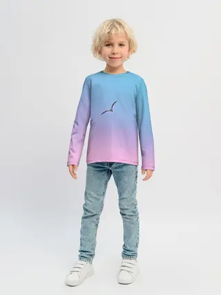 Детский лонгслив / чайки птицы полет градиент