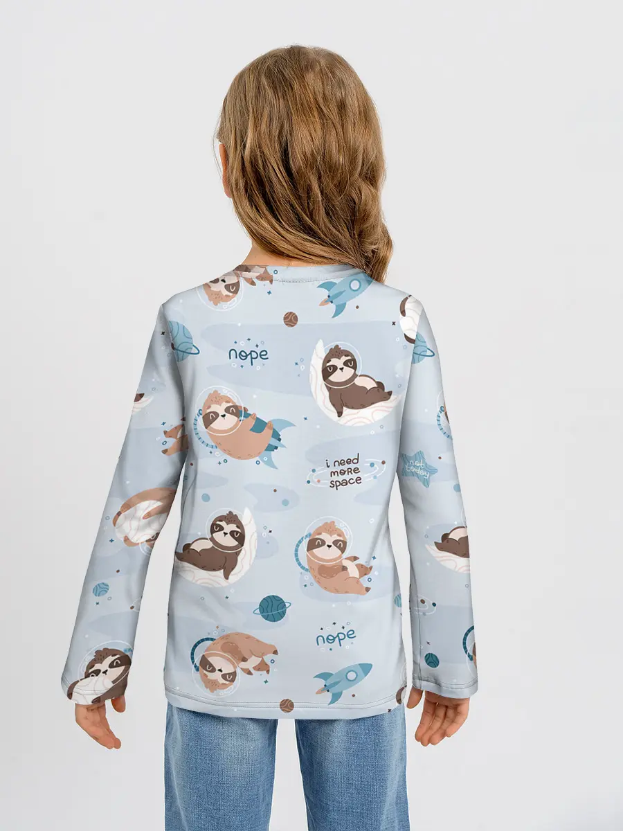 Детский лонгслив / Паттерн ленивец космос полет